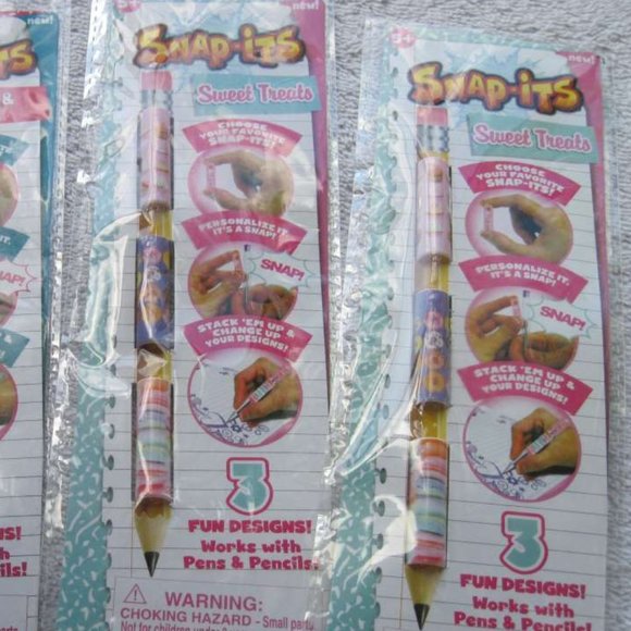 Snap Its Plastic Pencil Pen Decorations Grips Sweet Treats Cupcake Donut Designs - Picture 7 of 7